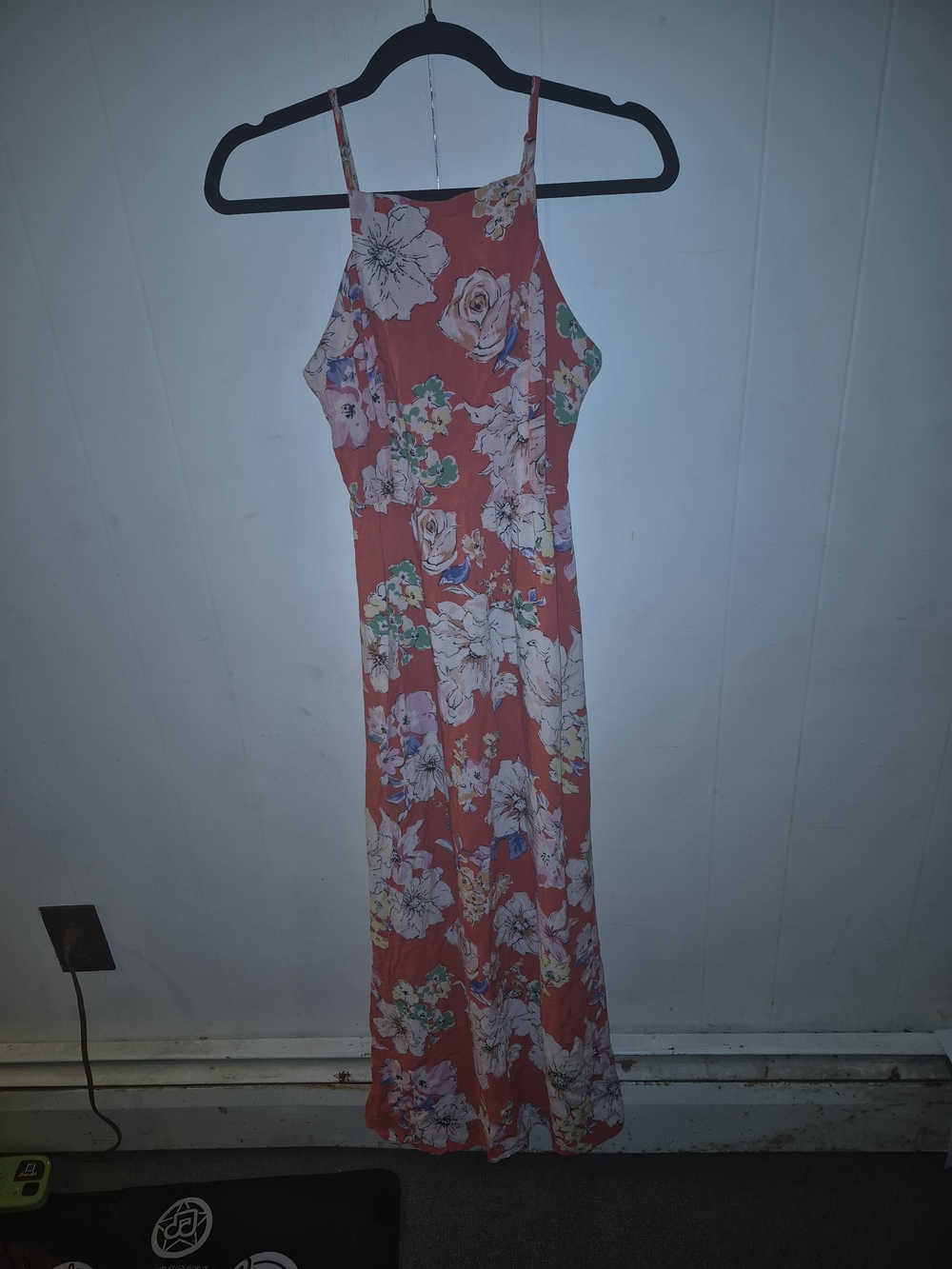 Band of Gypsies Coral Floral Halter Maxi Dress